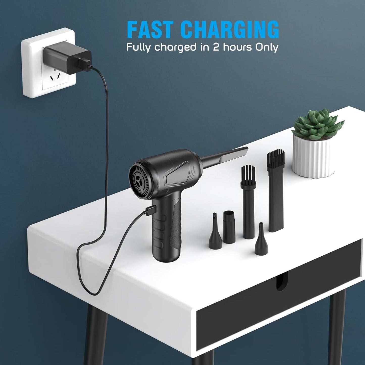 4-in-1 Electric Air Duster Vacuum Cleaner - 160,000 RPM Compressed Air Alternative - Keyboard PC Cleaning