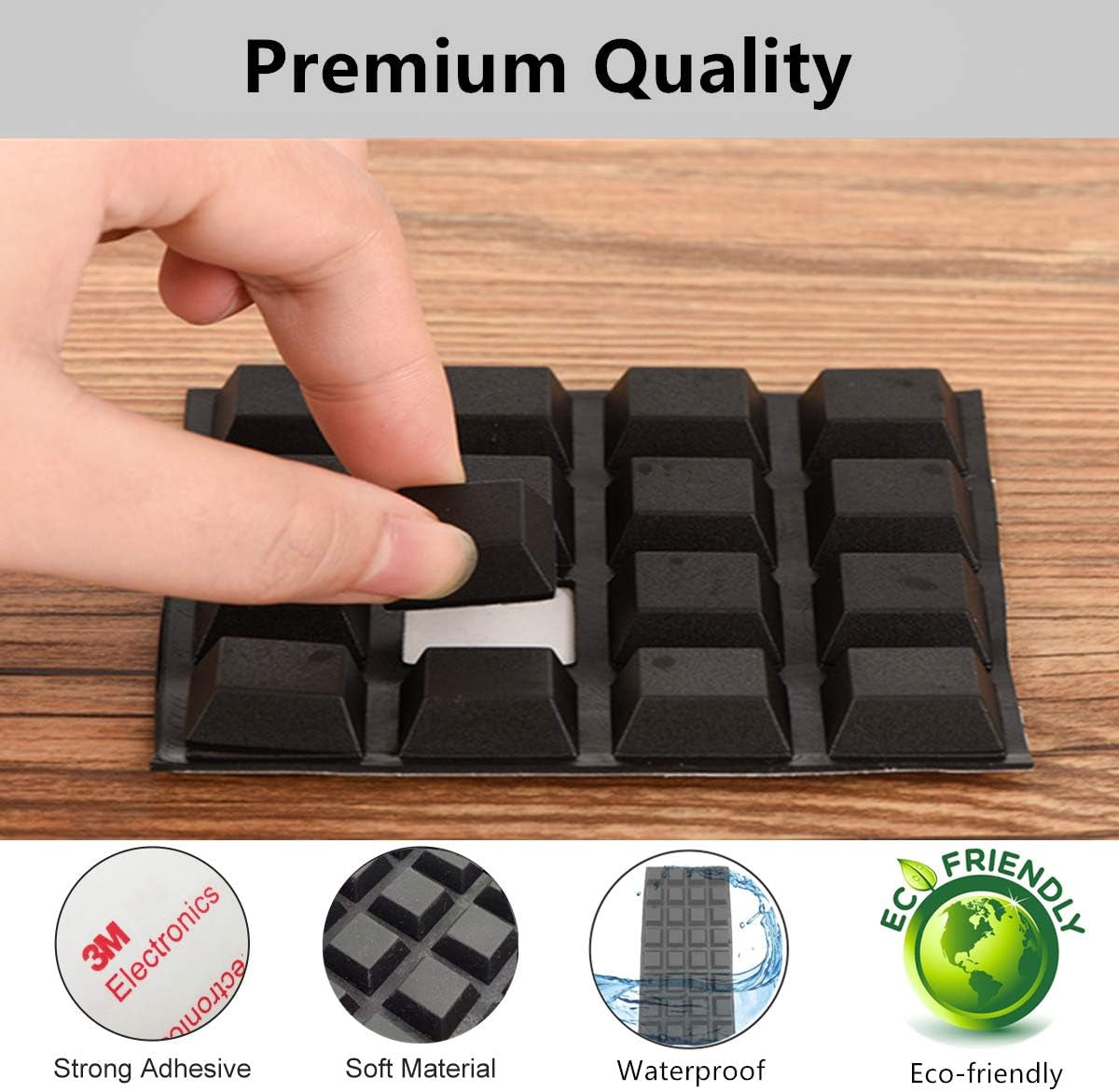 Adhesive Rubber Feet for Electronics - 16 Pack Black Self-Adhesive Bumpers