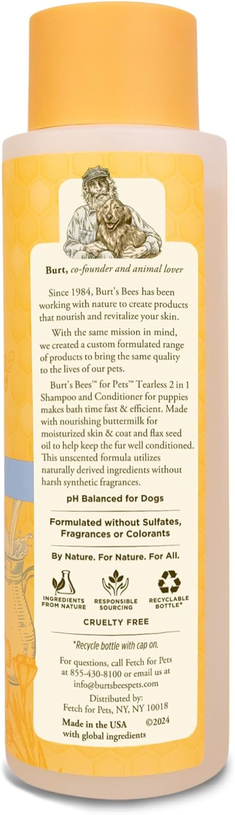 Natural Tearless 2-in-1 Shampoo, Conditioner - Puppies | Enriched Buttermilk, Linseed Oil | Gentle Formula