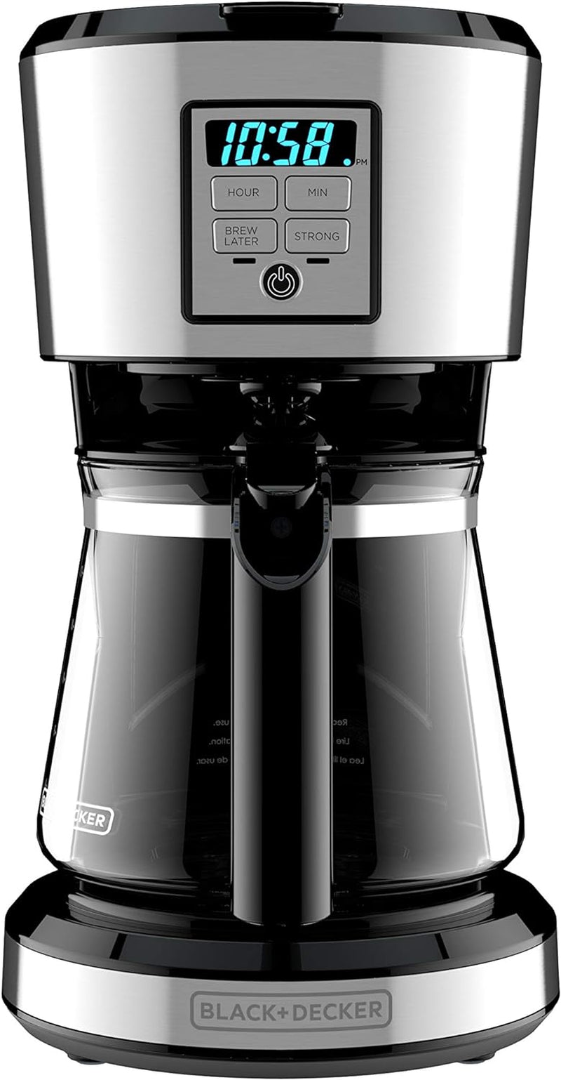 BLACK + DECKER 12 Cup Programmable Coffee Maker in Stainless Steel