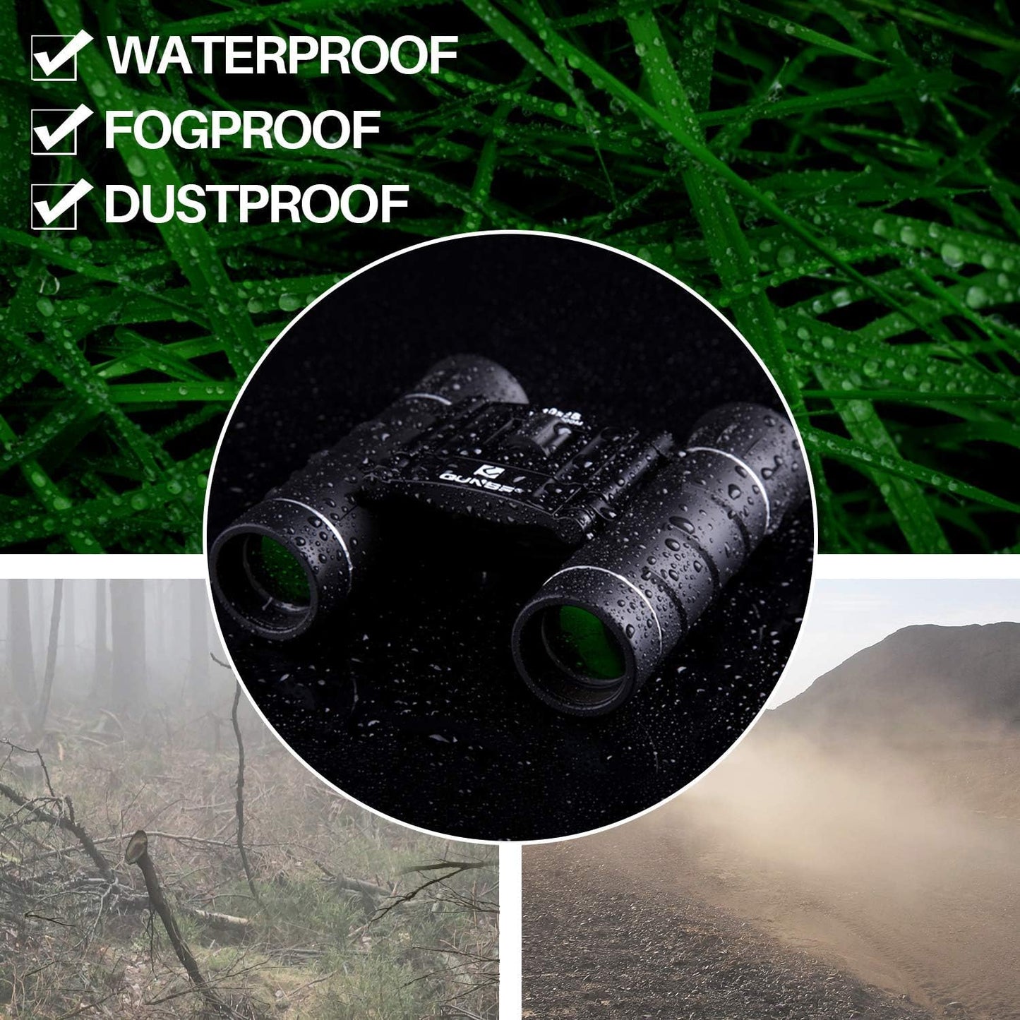 Compact 10x25 Waterproof Binoculars for Bird Watching, Travel, and Outdoor Activities - Mini Pocket Design for Adults and Kids