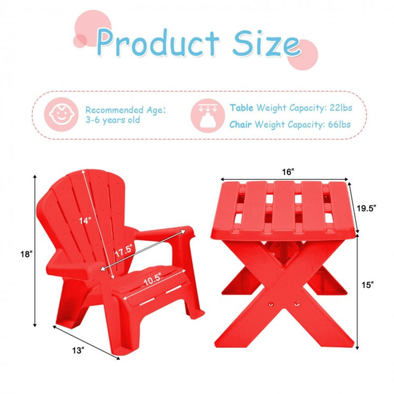 3-Piece Children's Plastic Play Table and Chair Set