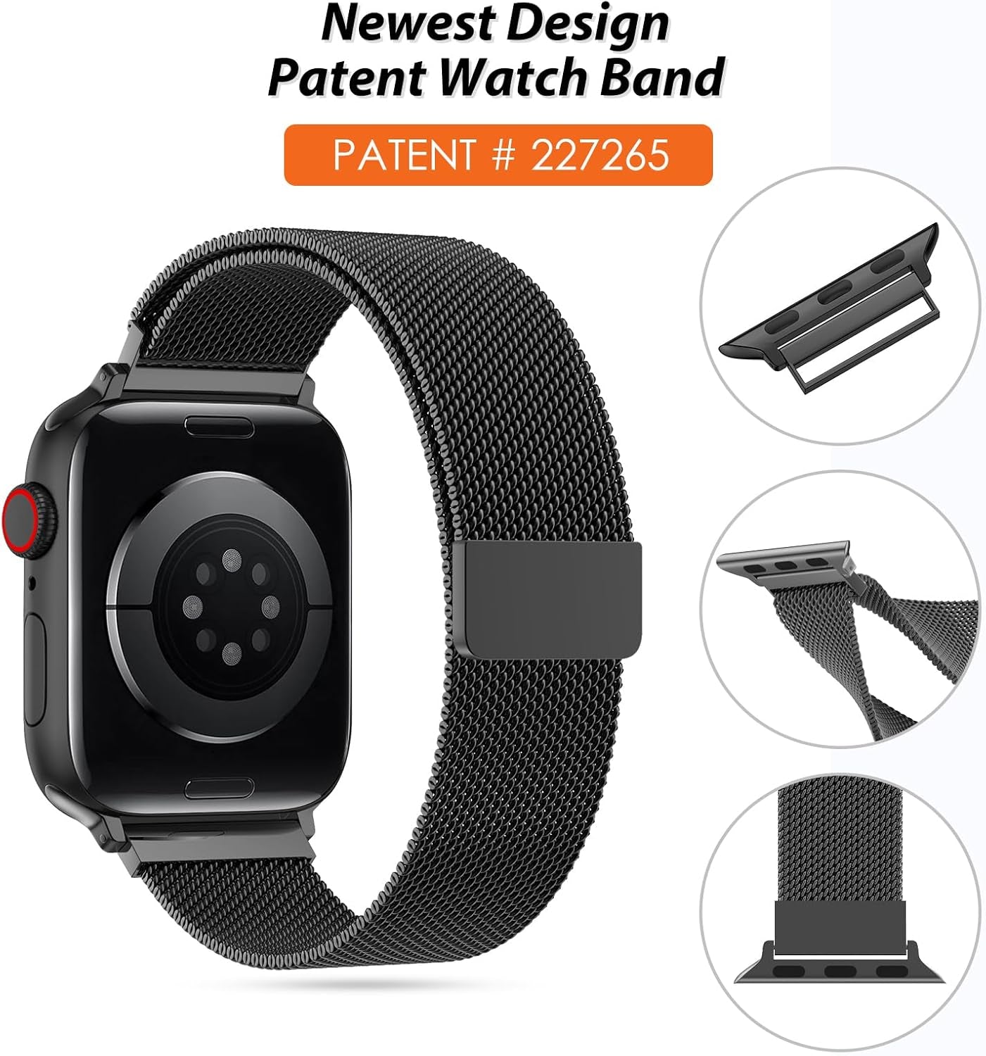 Milanese Loop Bracelet Compatible with Apple Watch Series 1-10 and SE, Available in Multiple Sizes for Men and Women
