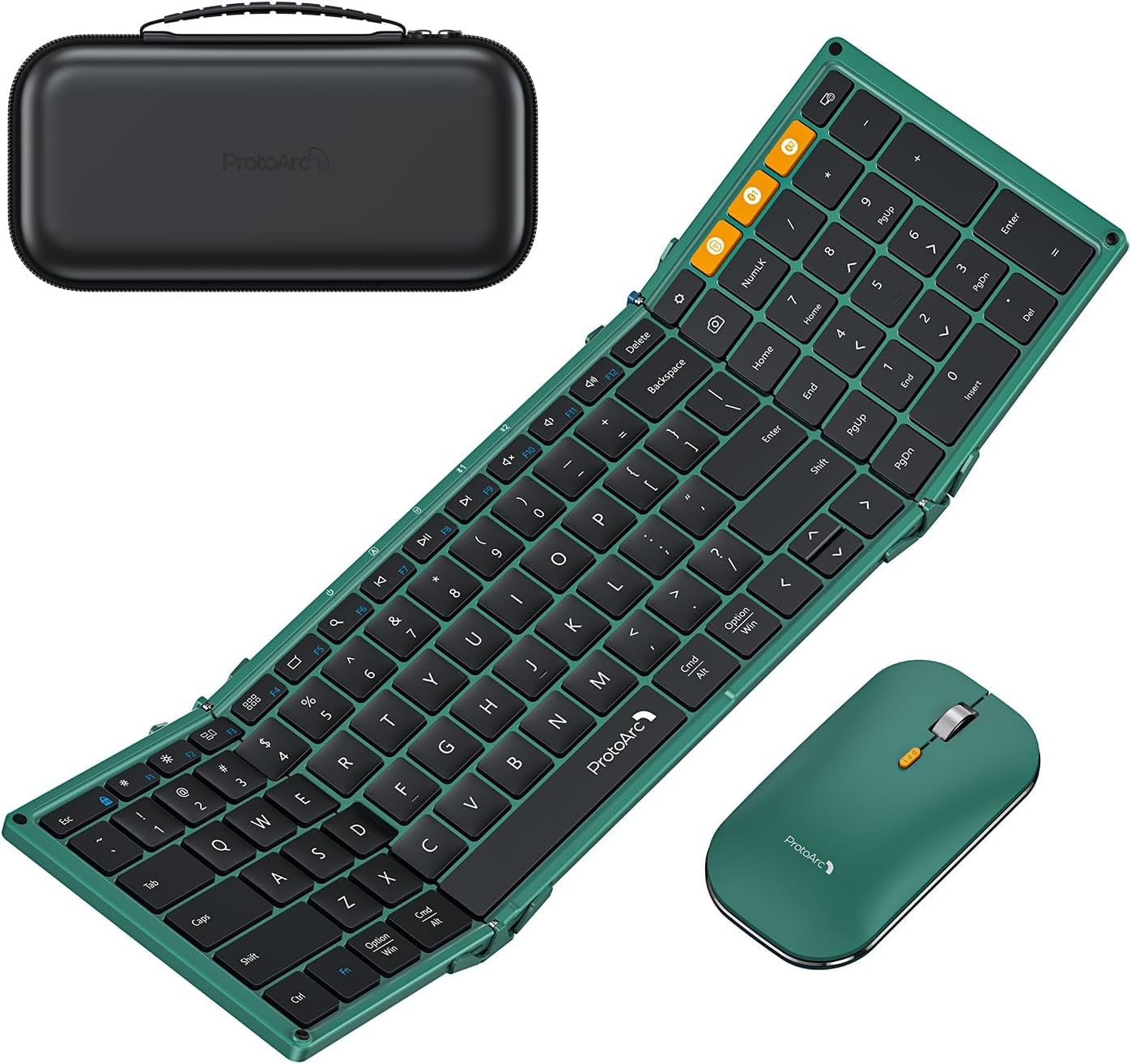 XKM01 Foldable Bluetooth Keyboard and Mouse Combo for Business and Travel, Dual Connectivity (2.4G + Bluetooth), Full-Size Portable Design for Laptops and Tablets (Space Gray)