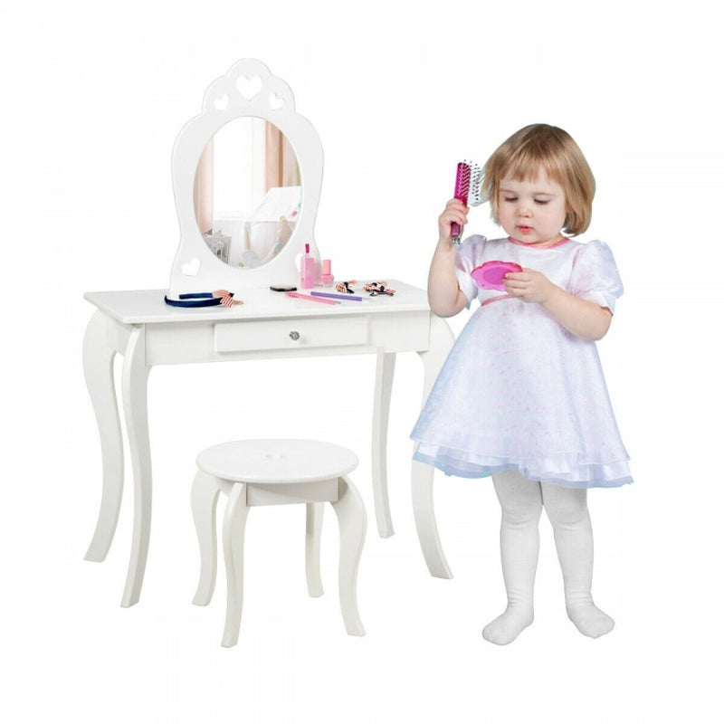 Children's Princess Makeup and Dressing Table Set with Mirror