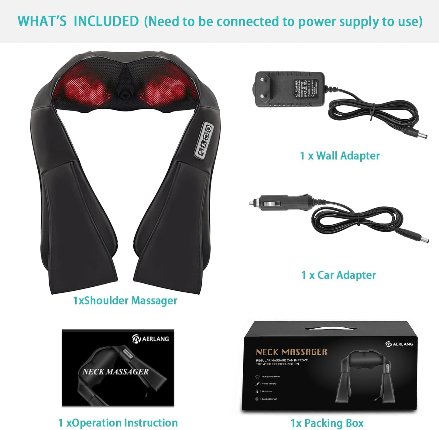 Shiatsu Neck and Shoulder Massager with Heat - 4D Deep Tissue Kneading Massage Pillow for Neck, Back, Waist, and Legs