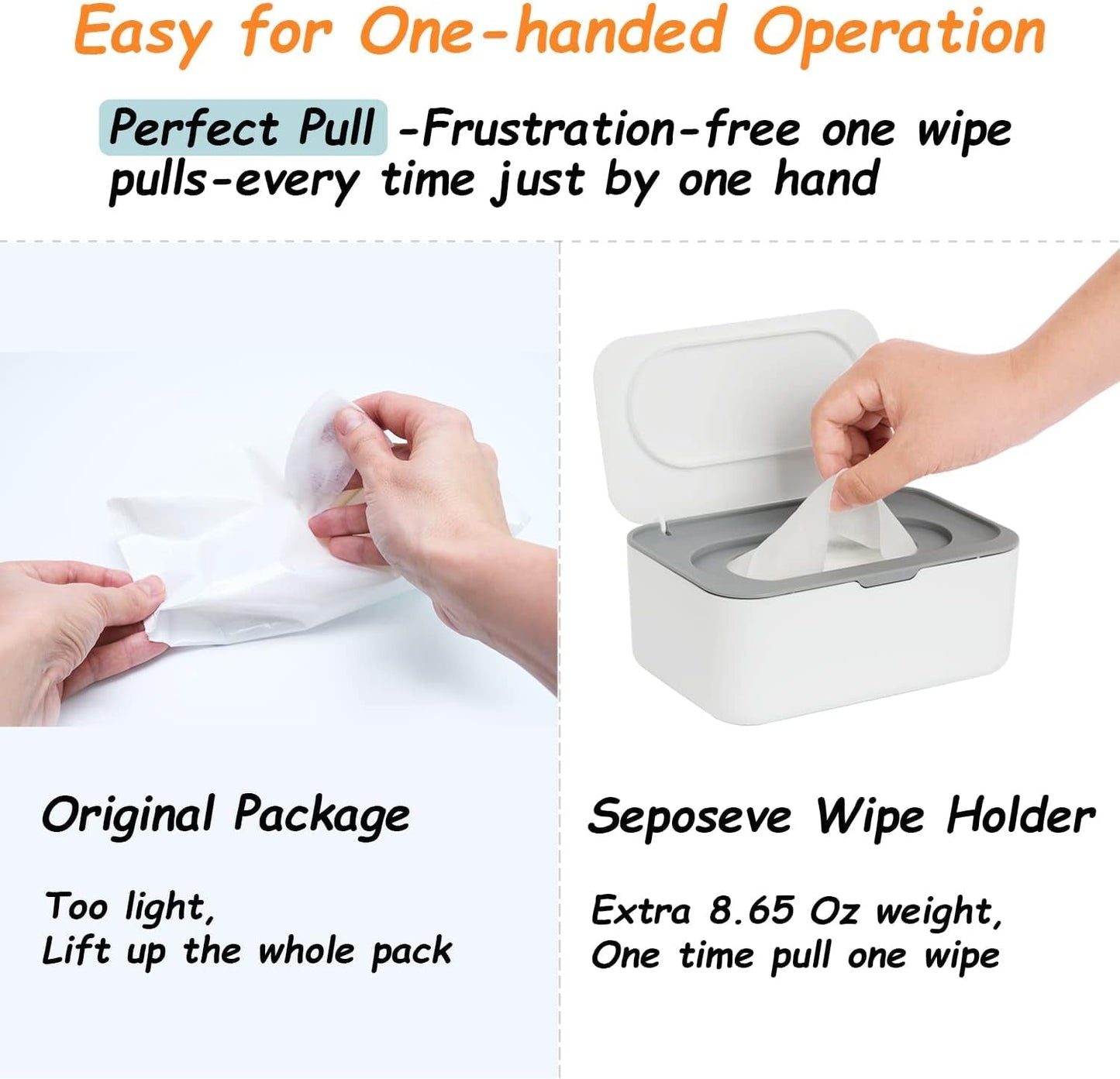 Perfect Pull Wipes Dispenser, BPA free, Non-slip feet