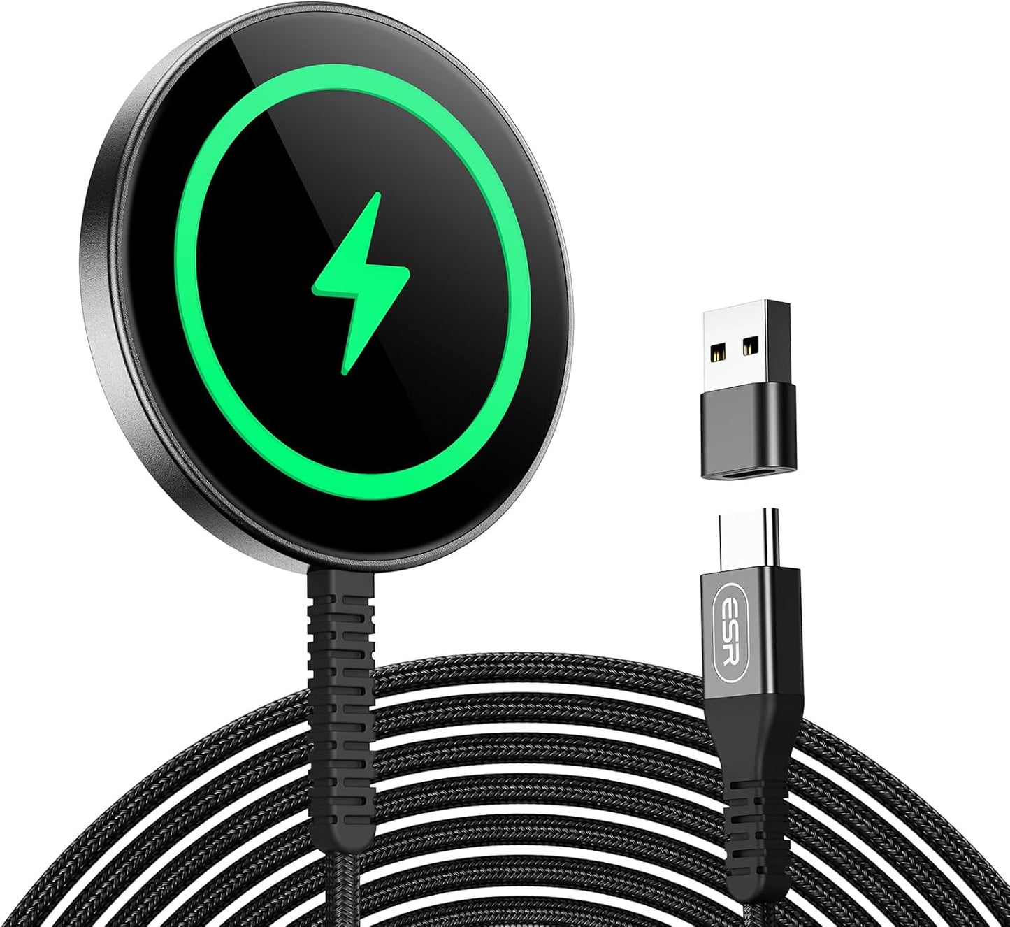 Wireless Charger for MagSafe (Halolock) for iPhones - Featuring Strong Magnetic Lock, Silver