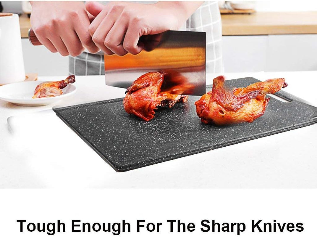 3-Piece Plastic Cutting Board Set with Unique Marble Design - Dishwasher Safe for Meat, Vegetables, and Fruits