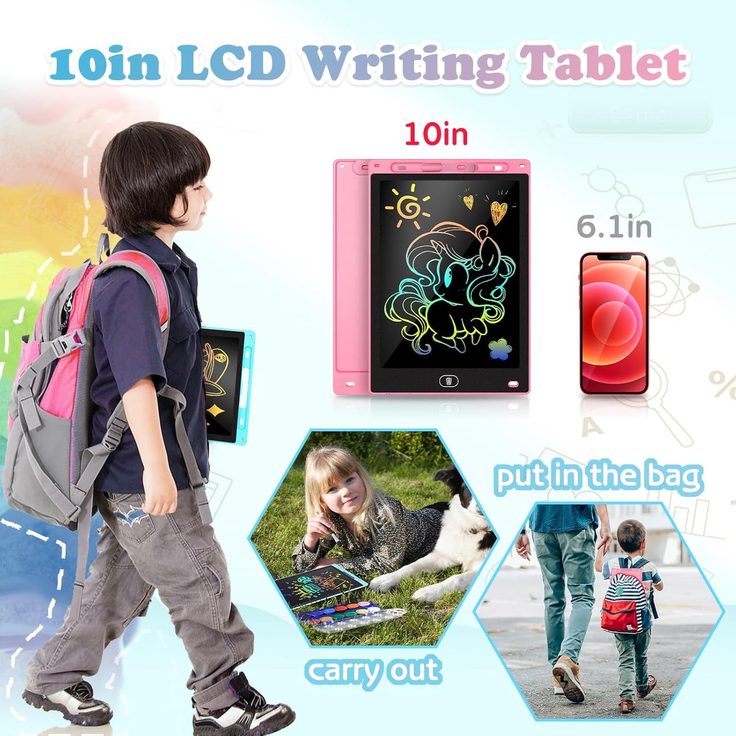 2-Pack 10-Inch LCD Writing Tablets for Children - Drawing Tablets, Educational Toys, and Travel Essentials for Toddlers