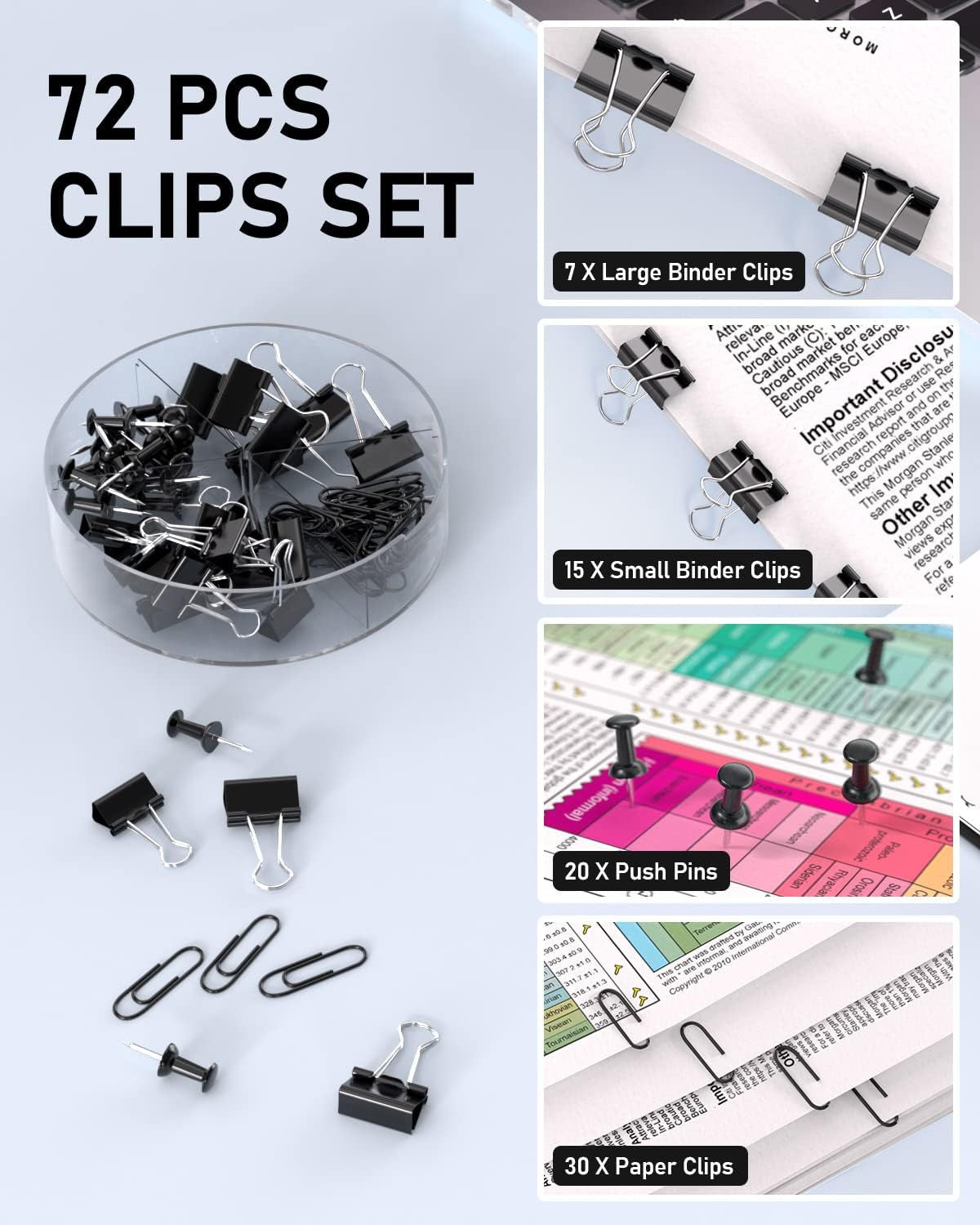 Black Mesh Desktop Organizer Set with Drawers, Pen and Phone Holders, 72 Paper Clips, and Office Supply Caddy for Home and Office Use