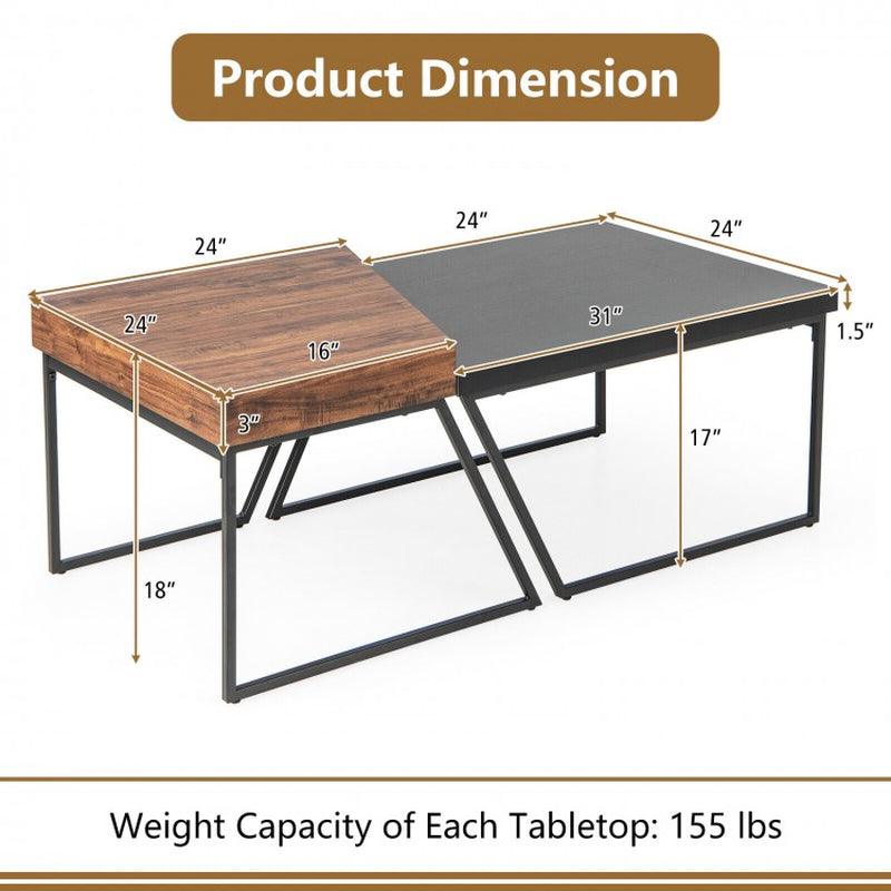 Coffee Table Duo with Powder-Coated Metal Legs