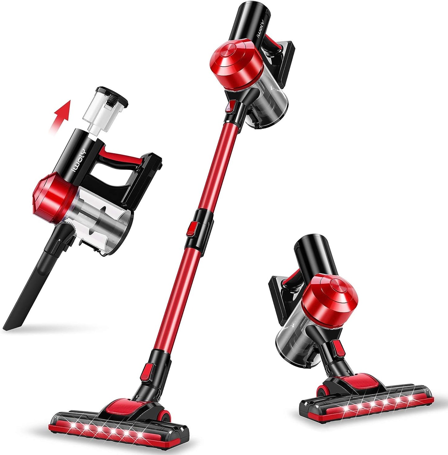 Rechargeable Cordless Vacuum Cleaner with 18,000Pa Cyclone Suction, Detachable Battery, HEPA Filtration, and Lightweight Design for Hard Floors and Vehicles