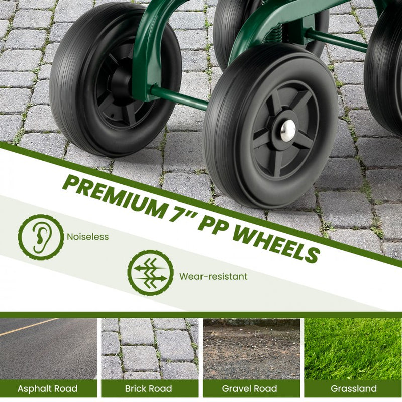 Garden Rolling Work Seat with 360° Swivel and Adjustable Height