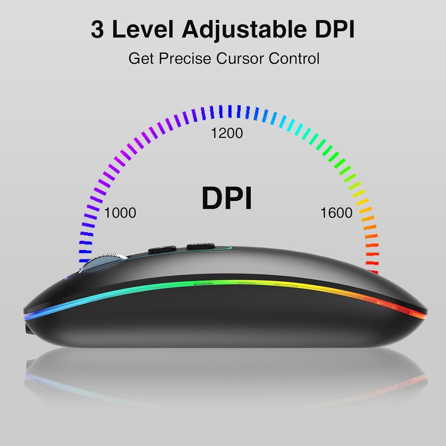 Slim Rechargeable Wireless Bluetooth Mouse with Dual Mode (BT 5.1 + 2.4G) - Portable Silent Cordless Mouse