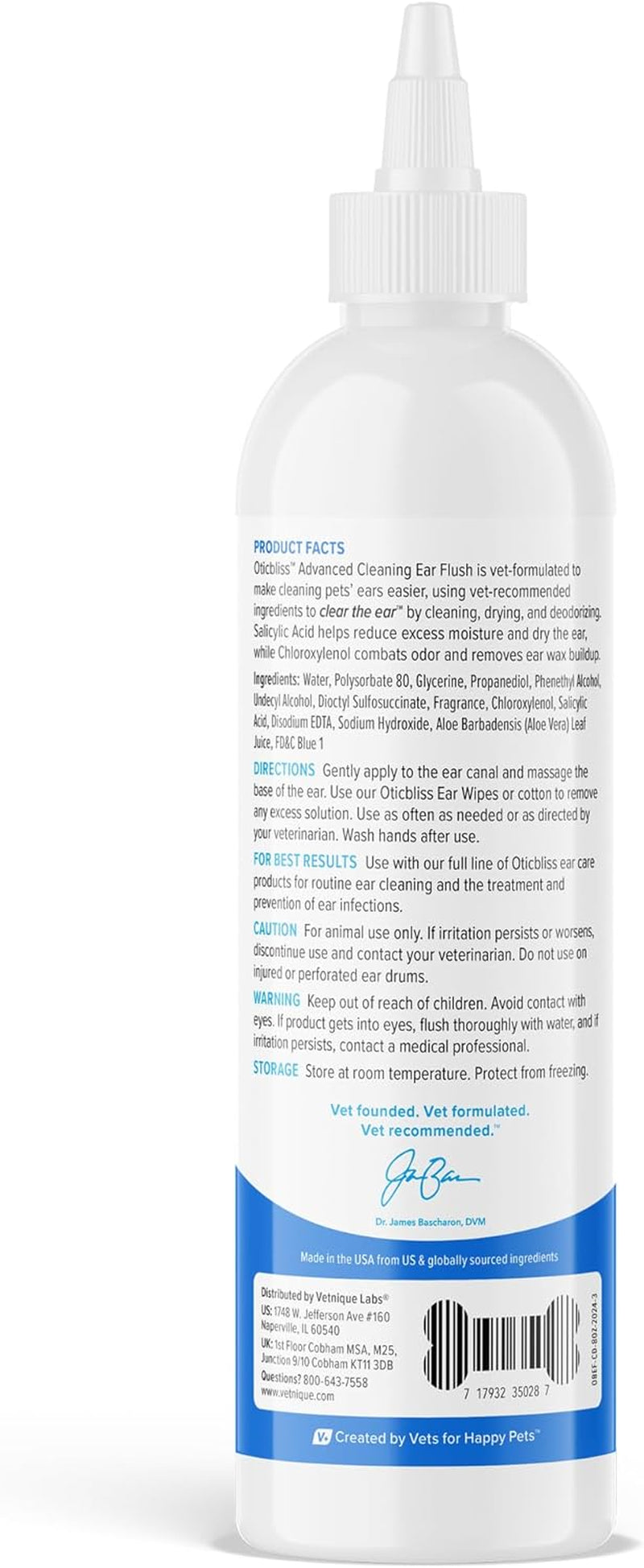 Ear Cleaner for Dogs and Cats - 8oz Solution with Odor Control and Itch Relief to Reduce Head Shaking