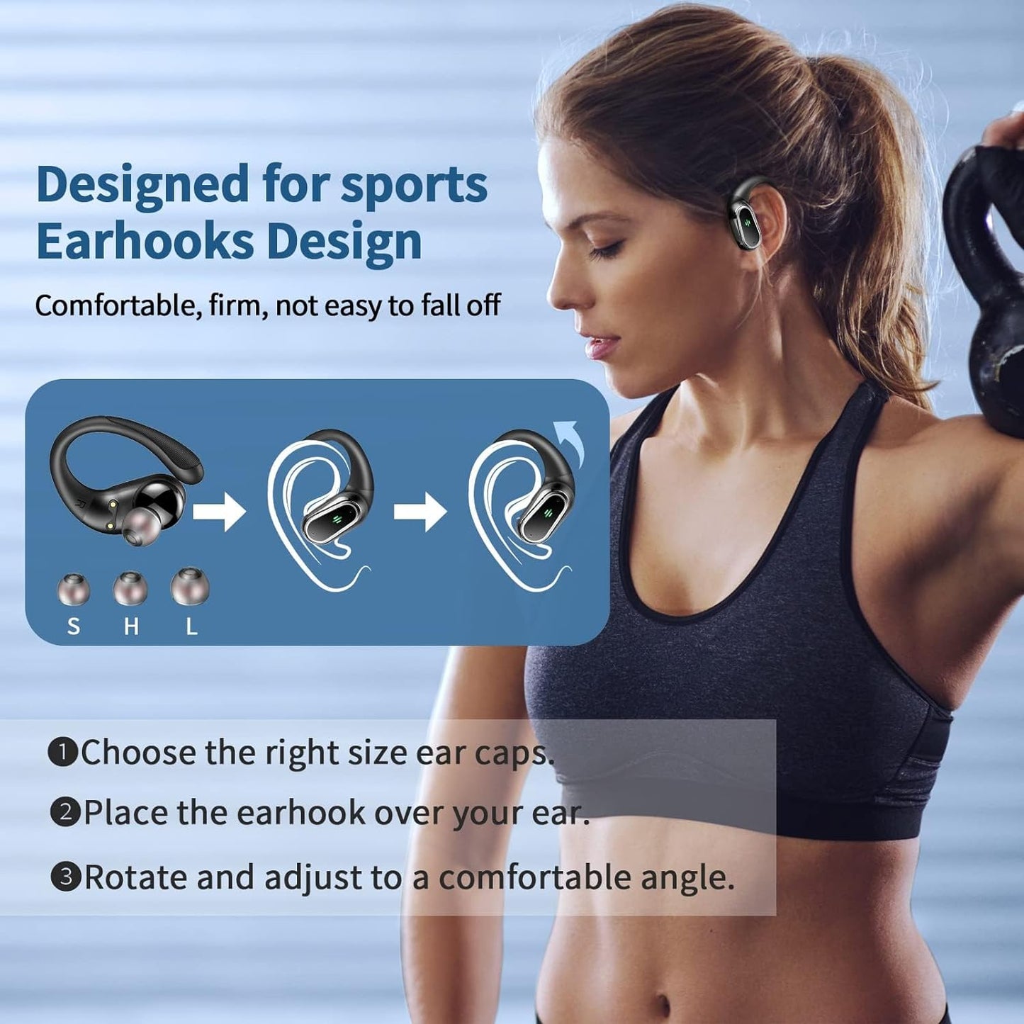 Bluetooth 5.3 Wireless Earbuds - ENC Noise Cancelling Microphone, 50-Hr Stereo Playback, IP7 Waterproof Rating, Dual LED Display