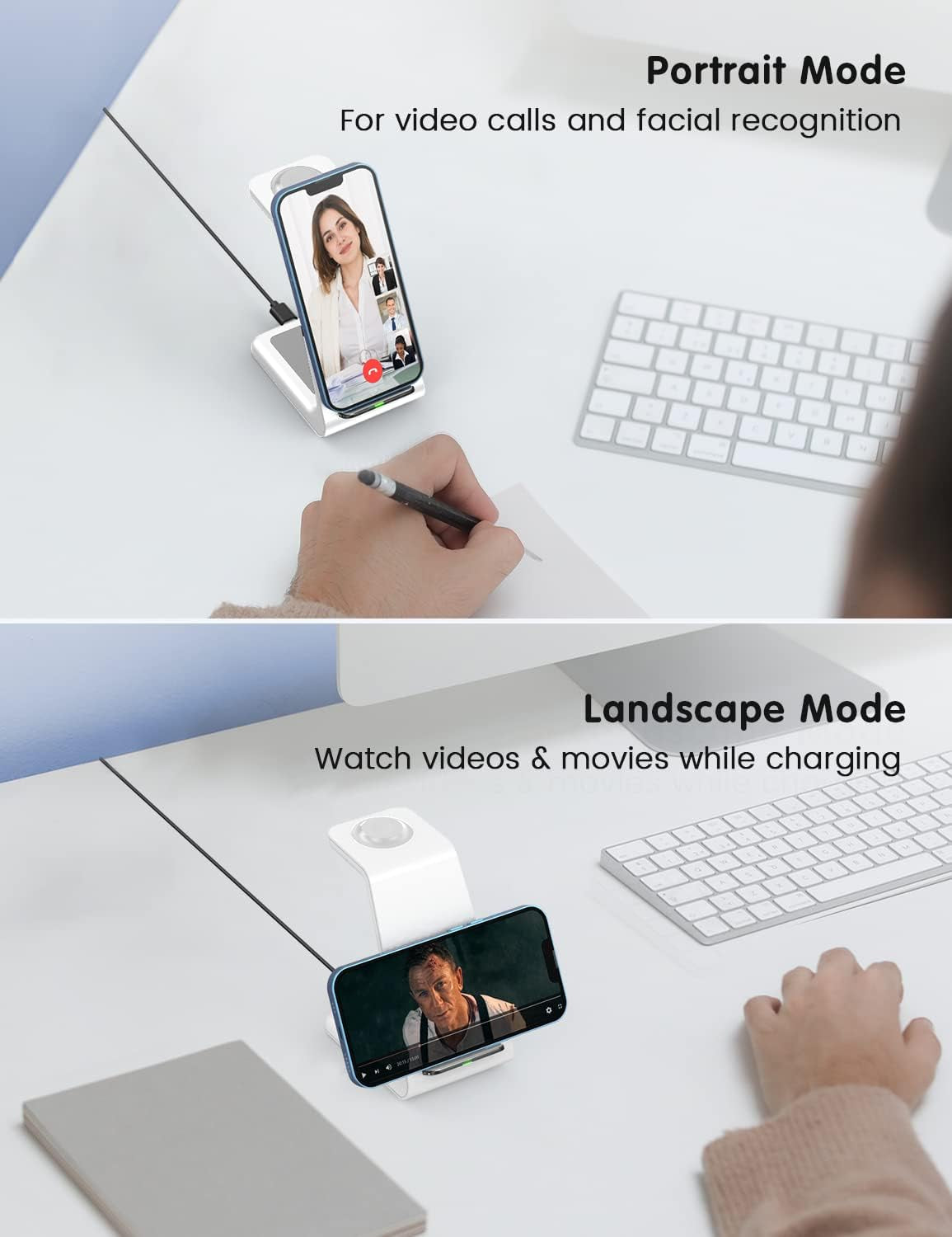 3-in-1 Wireless Charging Station for Apple Devices: Compatible with iPhone , iWatch and AirPods Pro