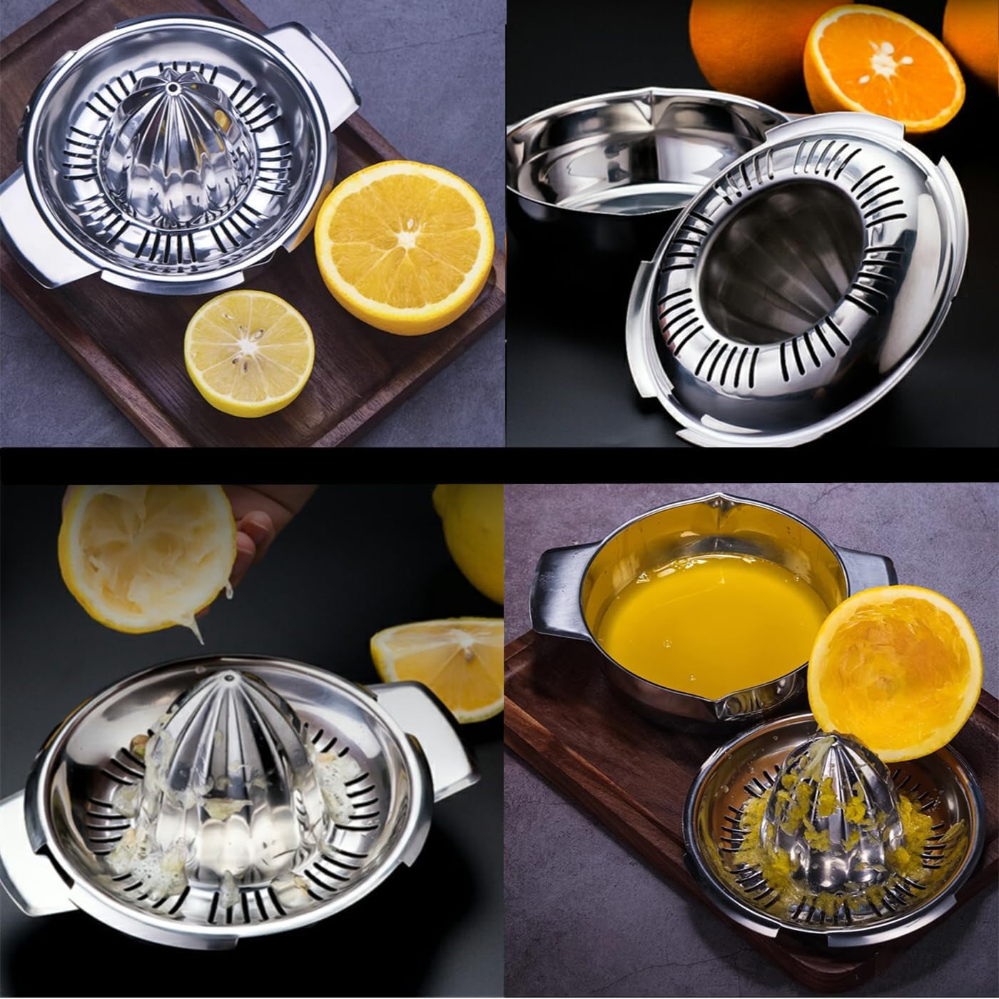 Manual Stainless Steel Citrus Juicer with Juice Strainer and 12 OZ Bowl, Dishwasher Safe, Heavy Duty, Anti-Rust Design