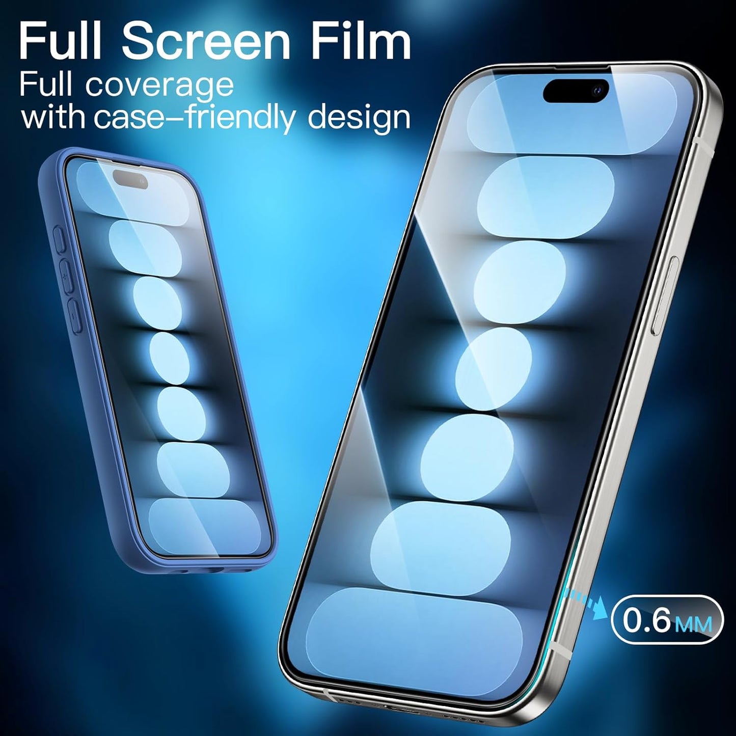 Full Coverage Screen Protector for iPhone 15 Pro (6.1-Inch) with One-Step Alignment Tray - 2-Pack