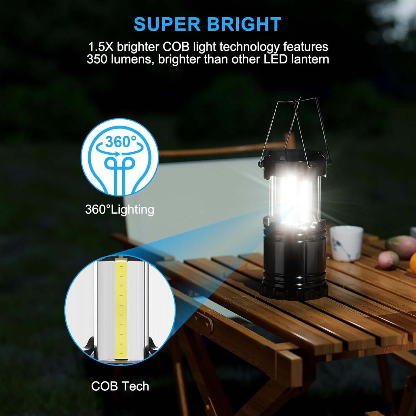 LED Camping Lantern - Portable High-Intensity Outdoor Emergency Light with 12 AA Batteries - Camping, Hiking, Fishing, and Emergency Situations