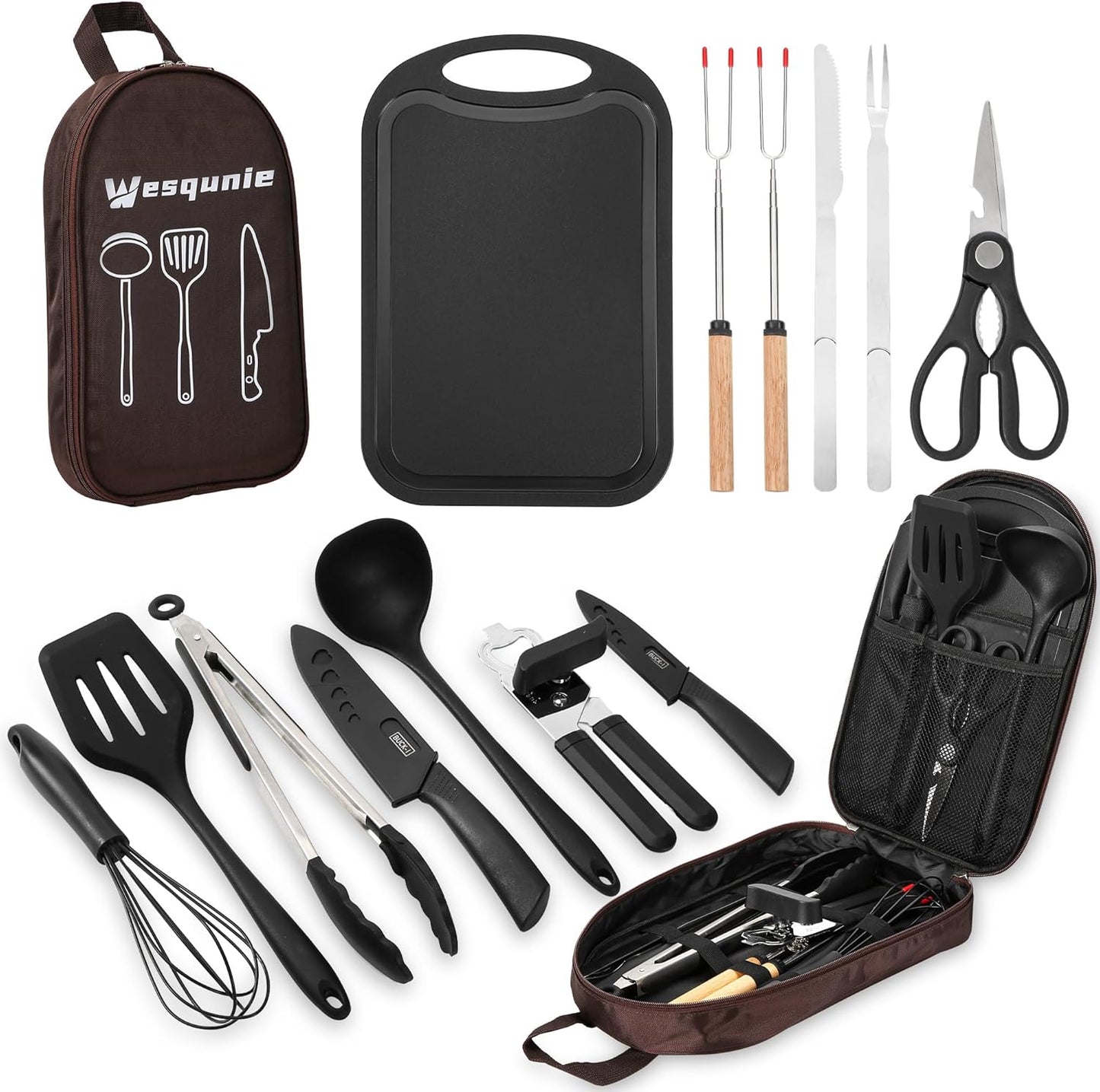 Camping Cooking Cookware Set - Essential Utensils and Accessories for Outdoor Cooking and BBQ, Ideal for Backpacking and Camping Gear