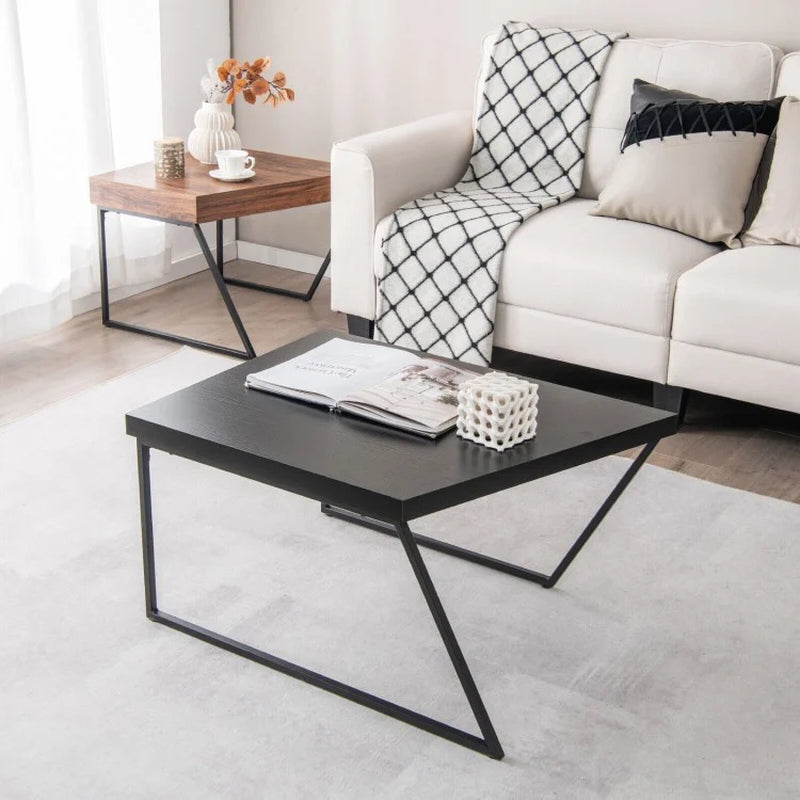 Coffee Table Duo with Powder-Coated Metal Legs
