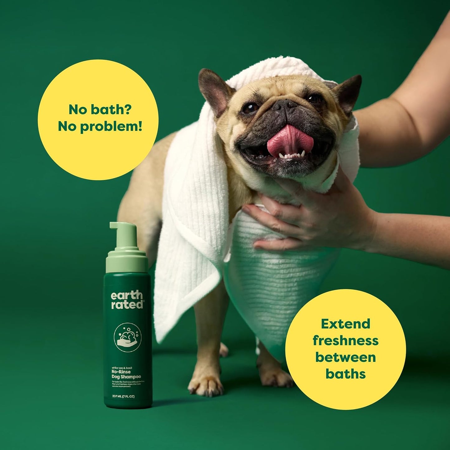 Waterless Dog Shampoo - No-Rinse Formula Cleaning, Conditioning, Detangling, Infused Refreshing White Tea, Basil Scent