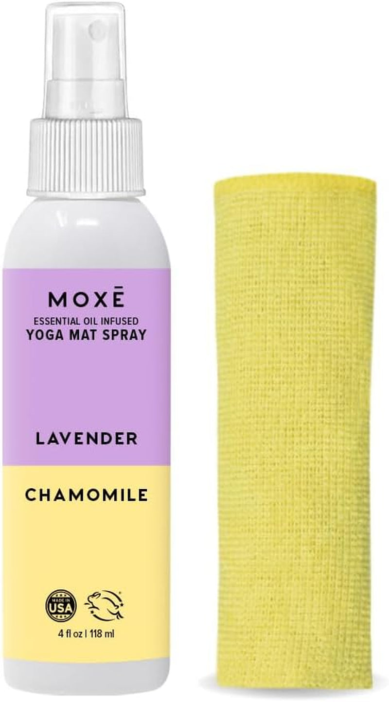 Yoga Mat Cleaner with Lavender & Chamomile Essential Oils, 4 oz - Safe for All Mats & Exercise Equipment, Odor & Sweat Protection