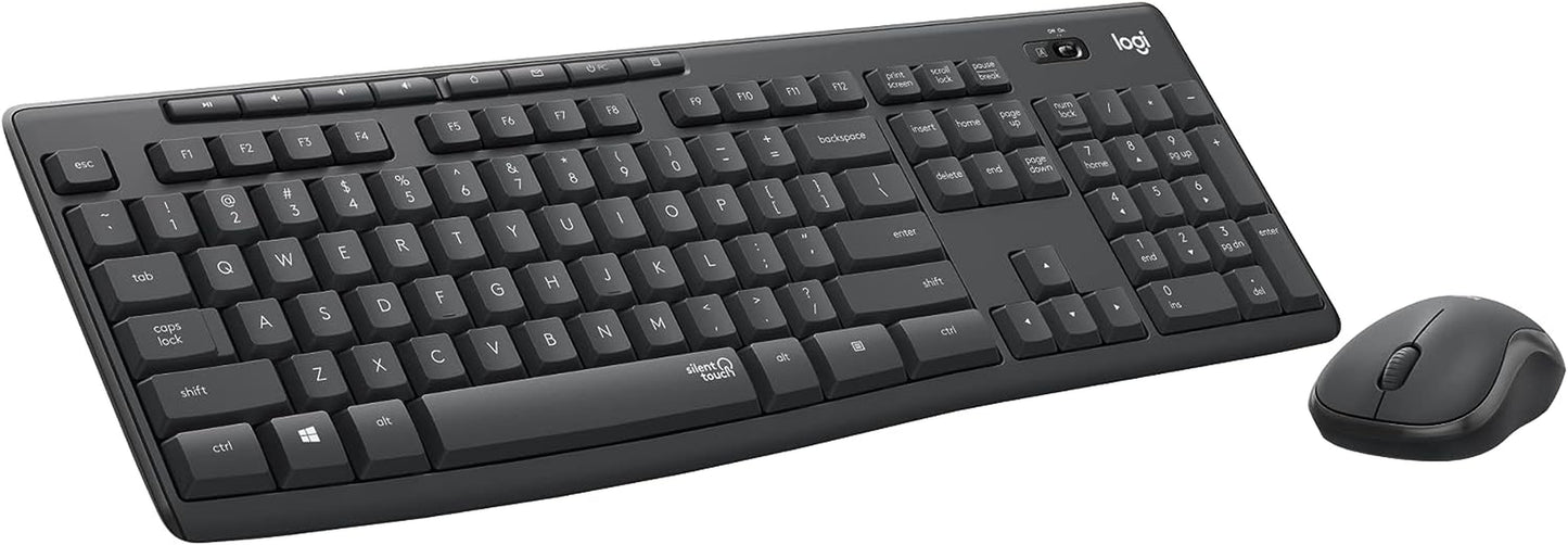 Wireless Keyboard and Mouse Combo for Windows - 2.4 GHz Connectivity, Compact Design, 8 Multimedia and Shortcut Keys, 2-Year Battery Life