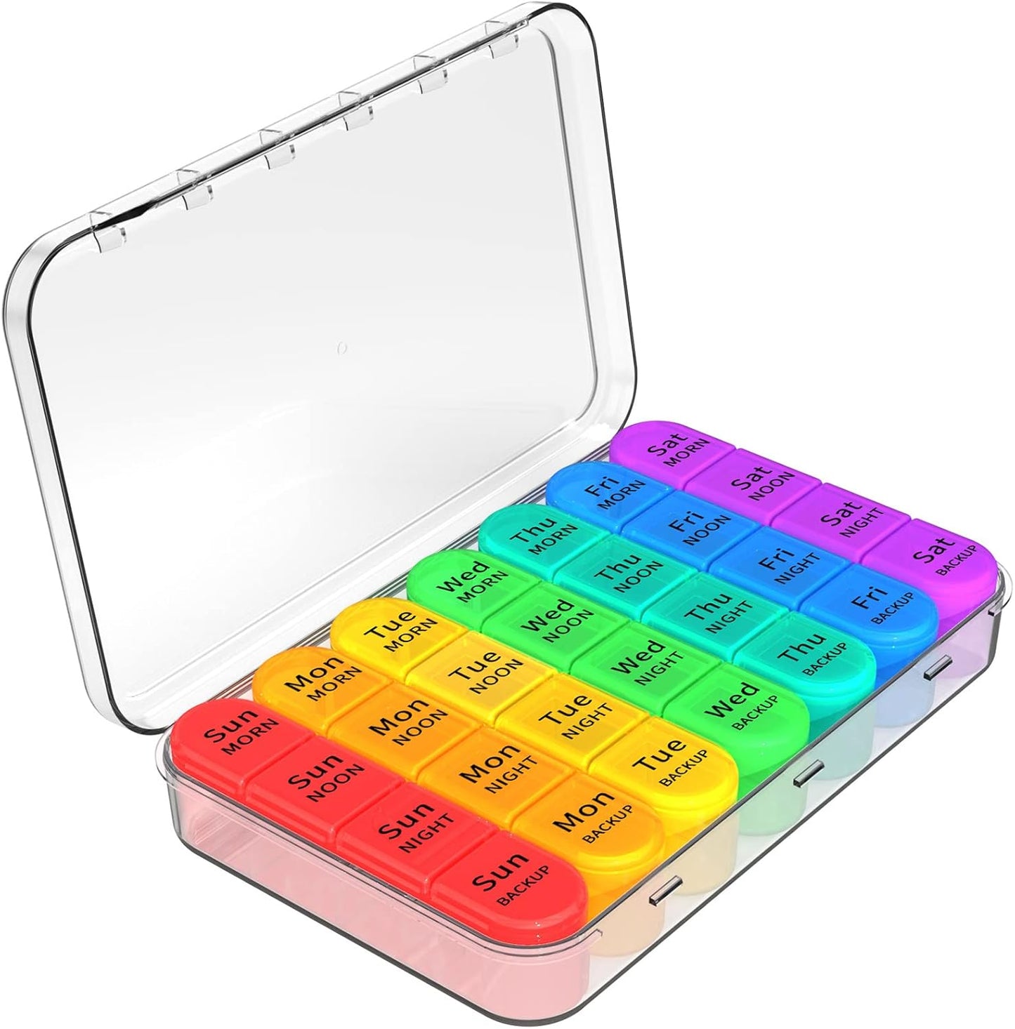 Weekly Pill Organizer with Four Compartments, 7-Day Medication Management System for Vitamins and Medications