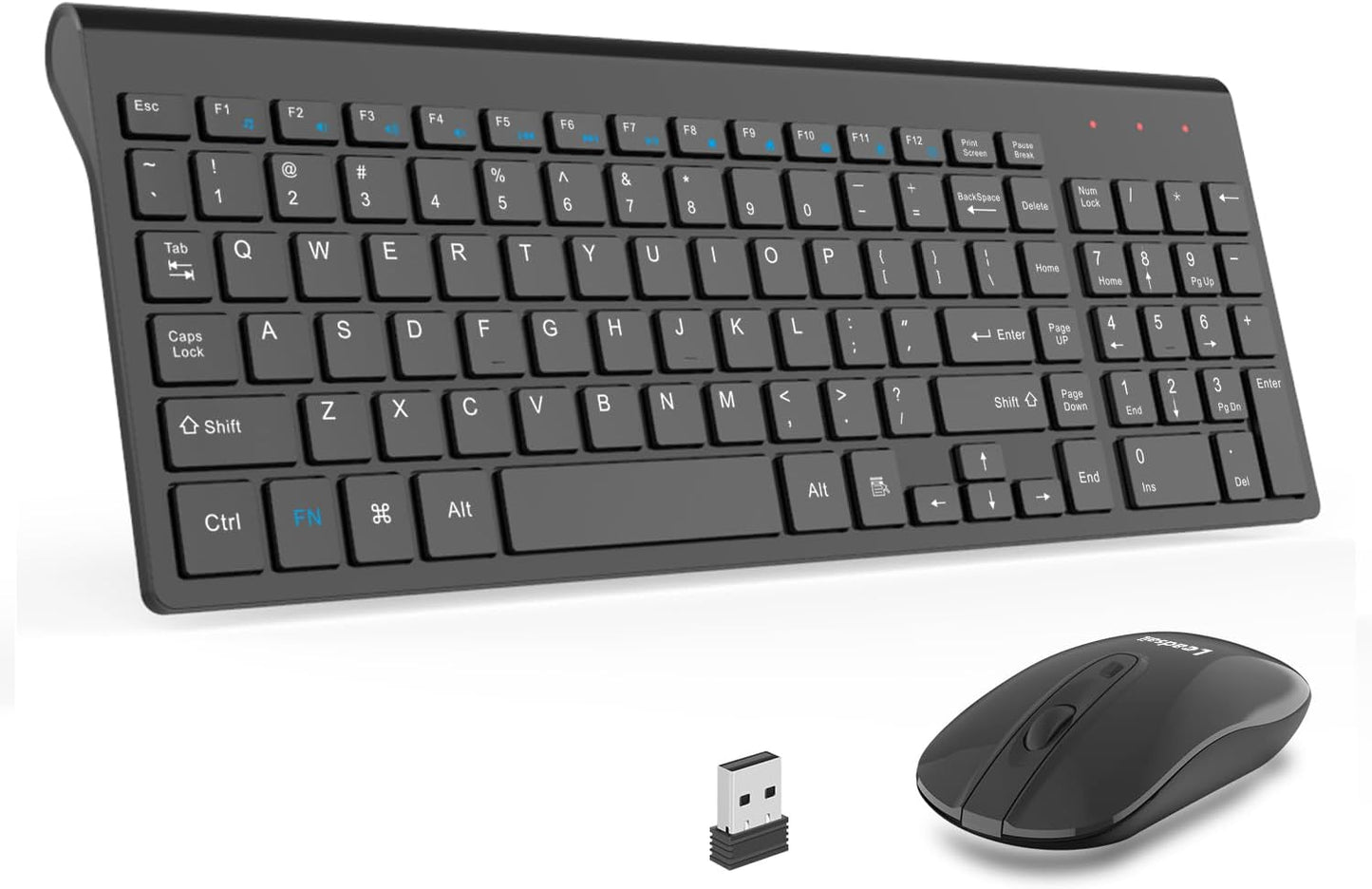 Wireless Keyboard and Mouse Set - Compact and Silent USB Combo for Windows Laptops and Desktops