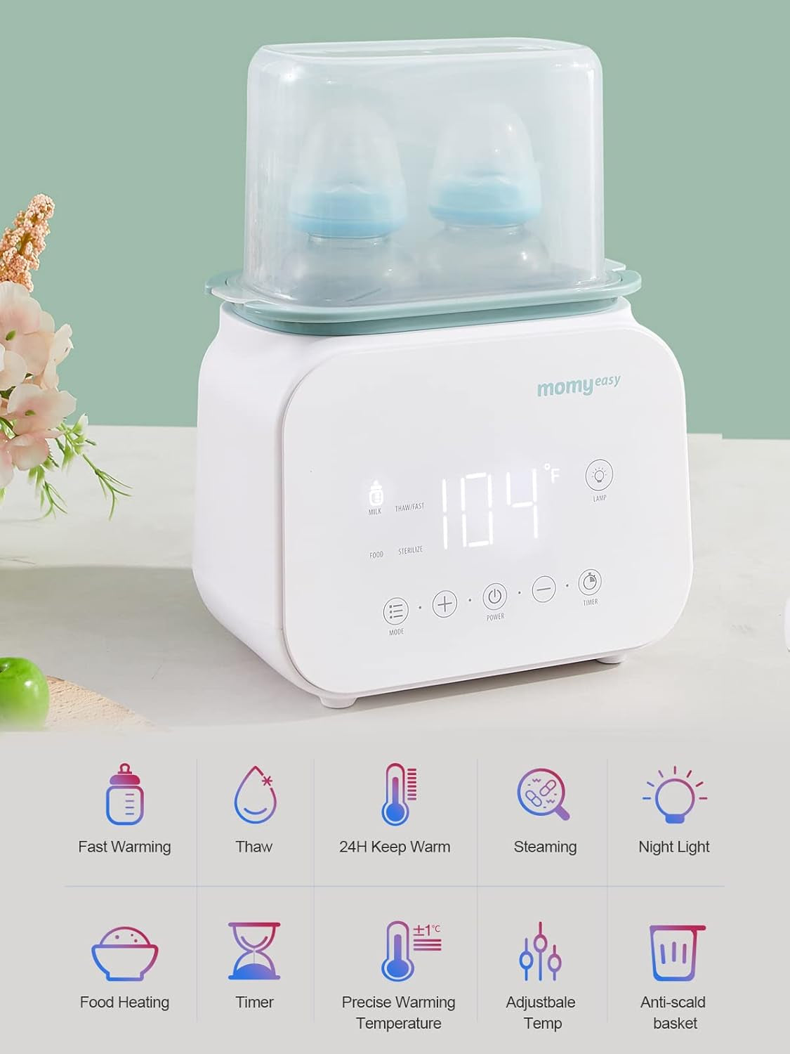 Advanced 7-in-1 Baby Bottle Warmer and Food Heater with LCD Display and 24-Hour Temperature Control