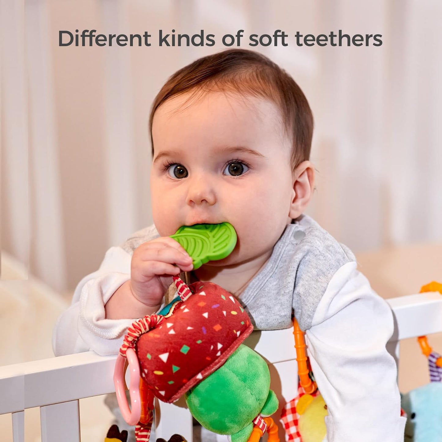 Soft Plush Baby Rattles - Teething Handbells - 0-12 Months - Early Development - Stroller and Car Toys