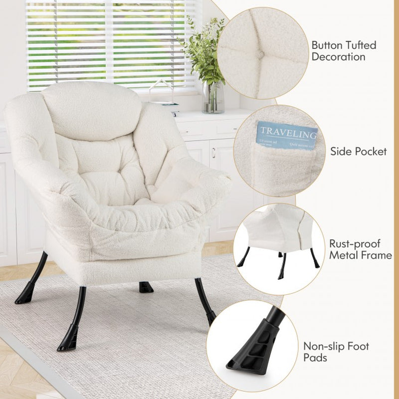 Sherpa Upholstered Accent Chair with Comfort Headrest