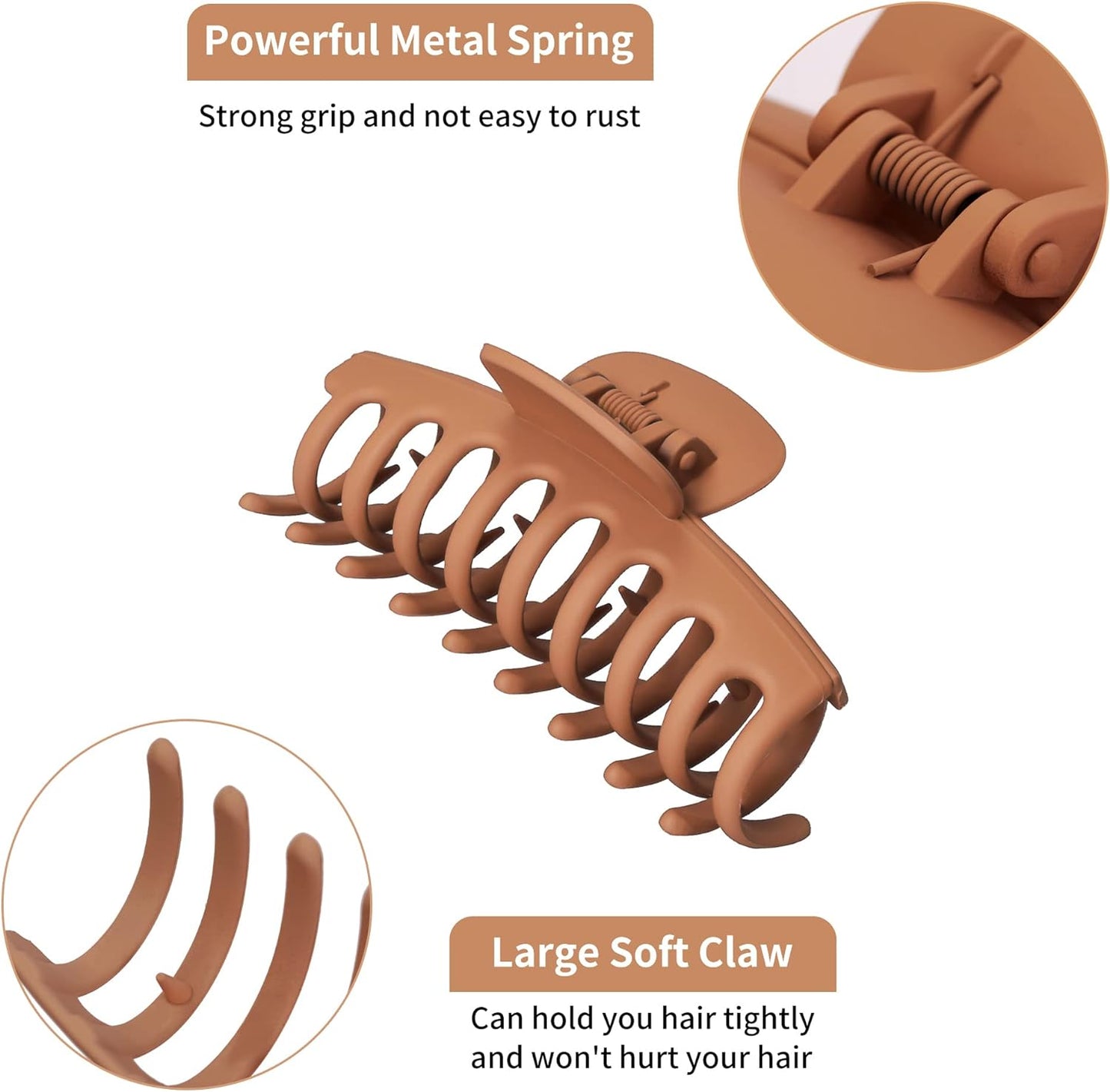 6-Piece Set of 3.5-Inch Medium to Large Claw Clips for Thick and Thin Hair, Matte Square Hair Accessories for Women and Girls