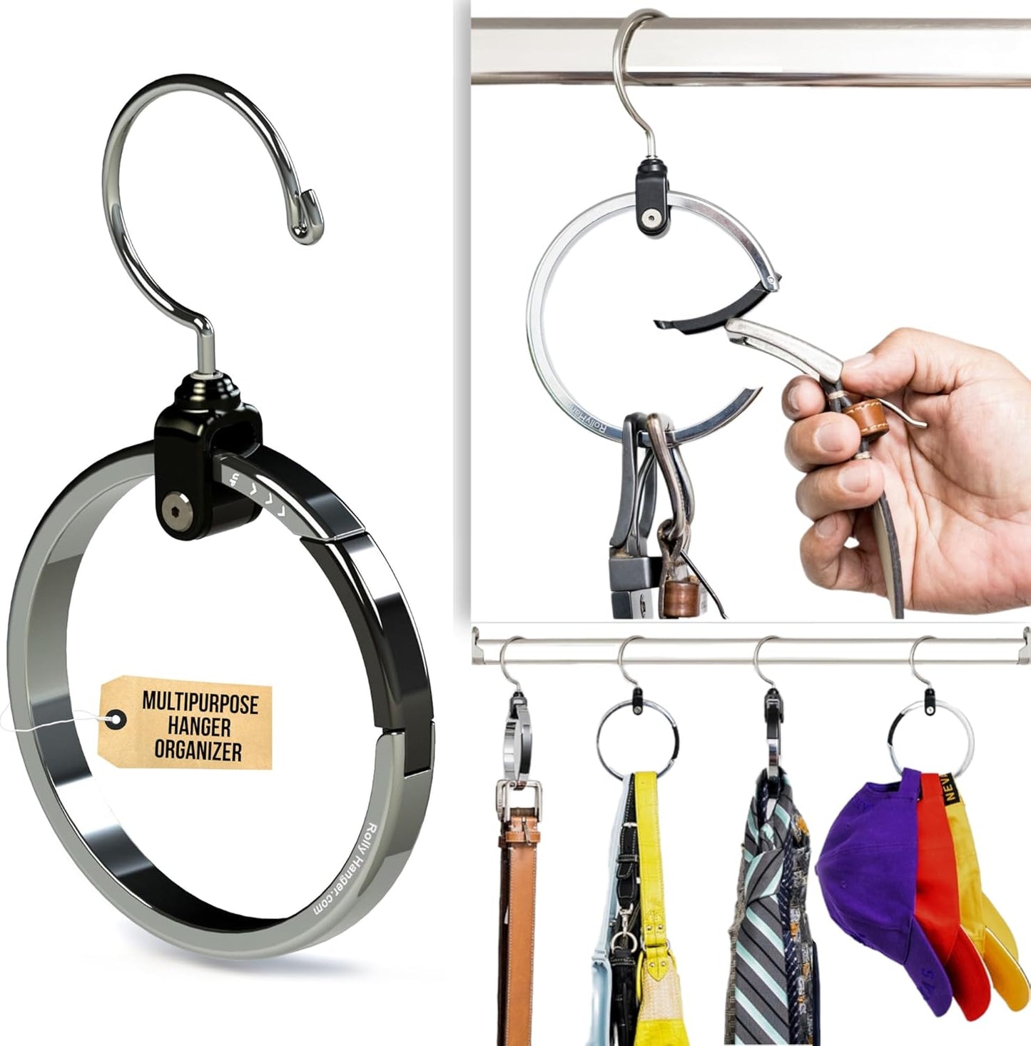 Multipurpose Closet Hanger Organizer - Efficient Space Saver for Belts, Hats, Ties, Scarves, Purses, and More