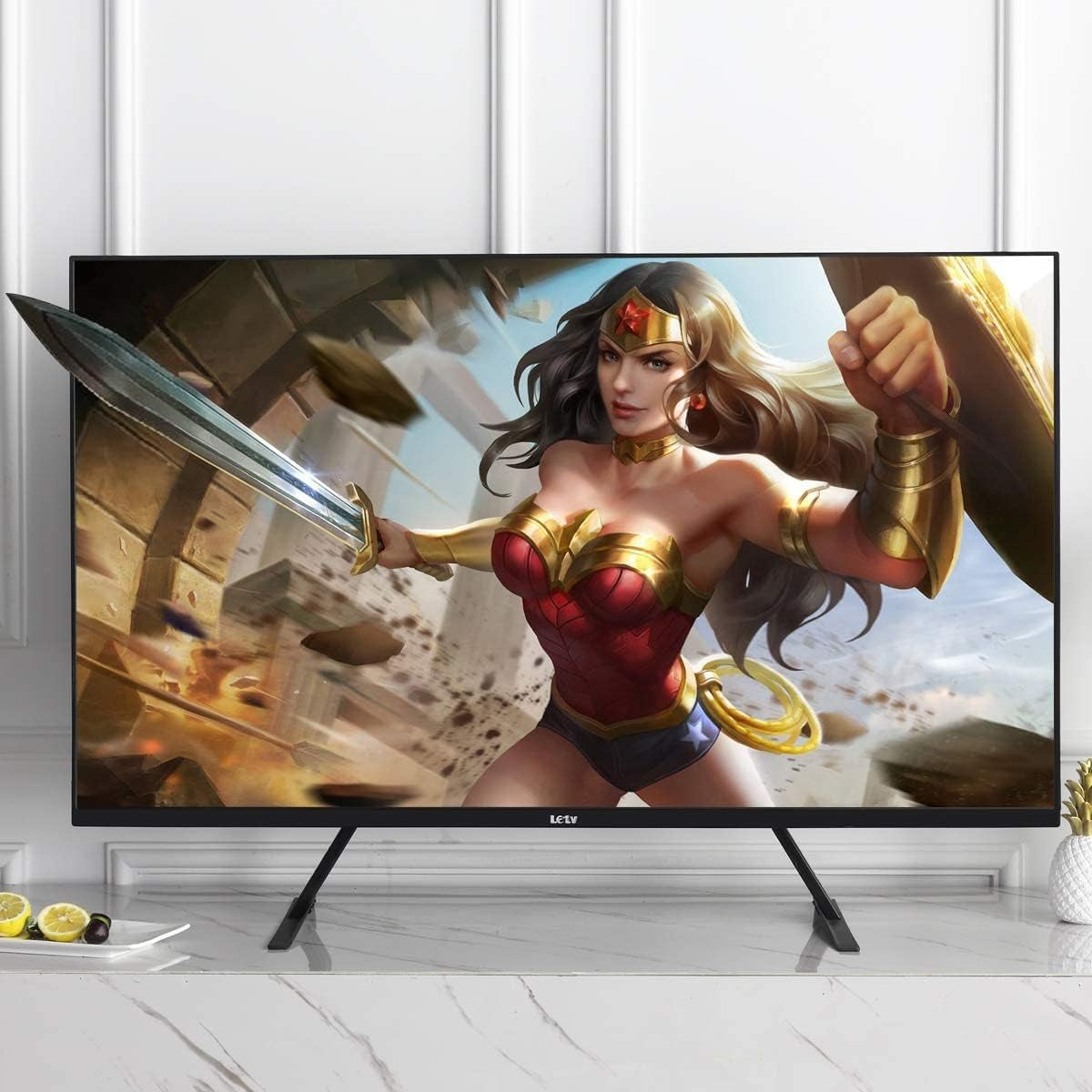 Universal TV Stand with Adjustable Metal Legs for 22-65 Inch Flat and Curved Screens, VESA 75x75mm to 800x400mm
