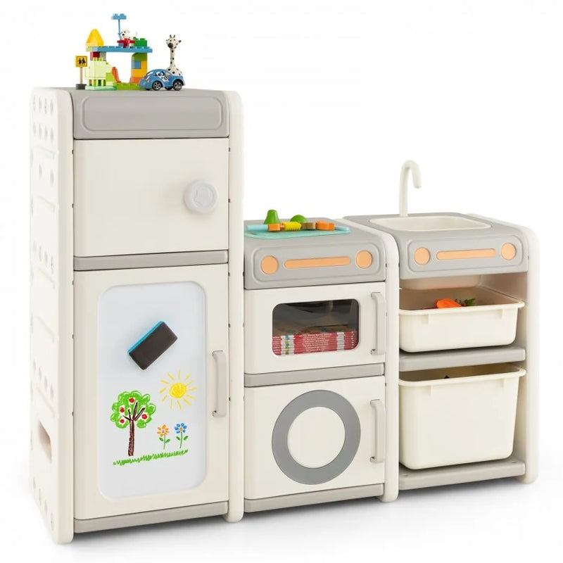 Versatile Toy Storage and Bookshelf with Integrated Magnetic Whiteboard