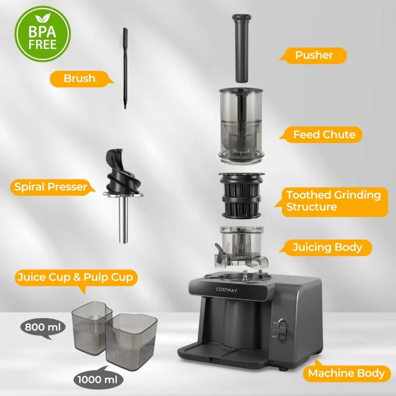 High-Efficiency Cold Press Juicer with 5.3-Inch Feed Chute and Reverse Function for Optimal Juice Yield