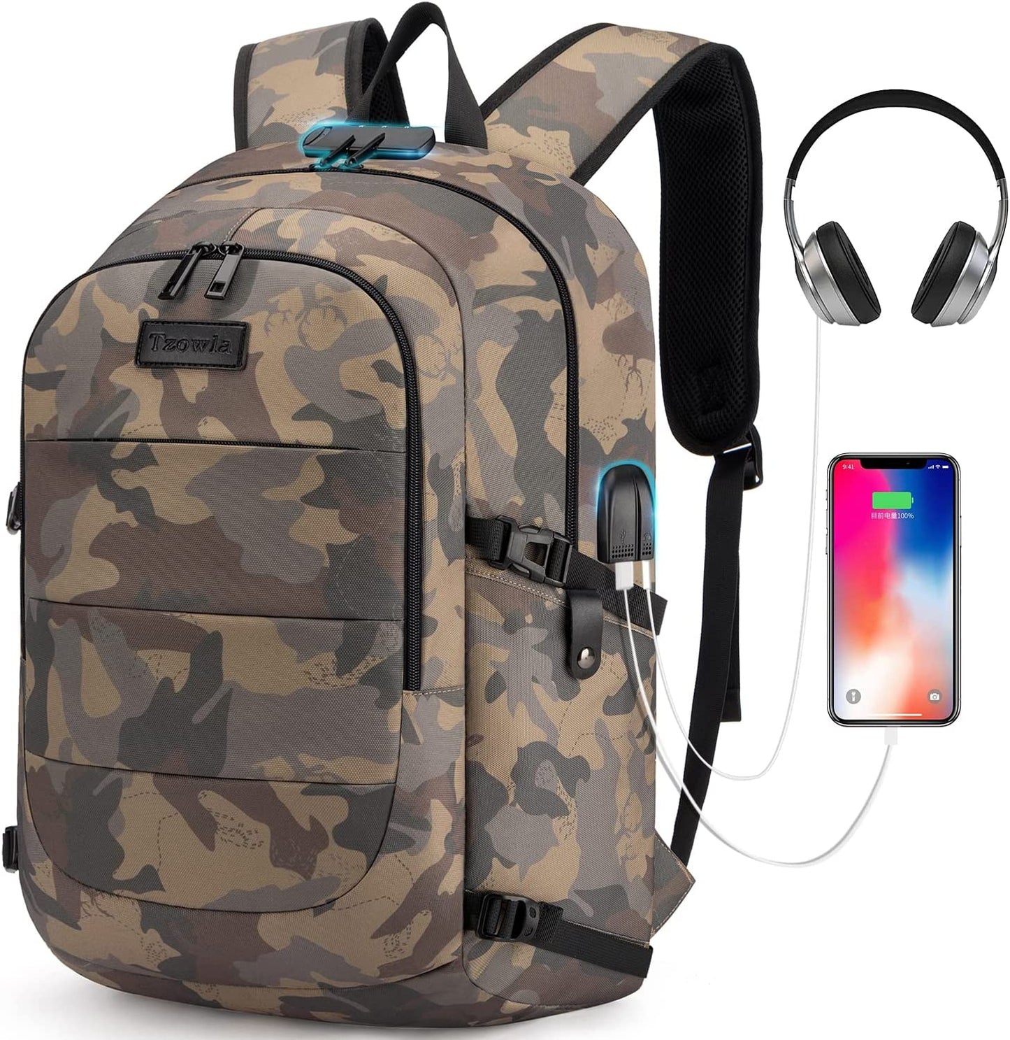Water-Resistant Anti-Theft Laptop Backpack with USB Charging Port - 15.6 Inch Business Bag for Men and Women