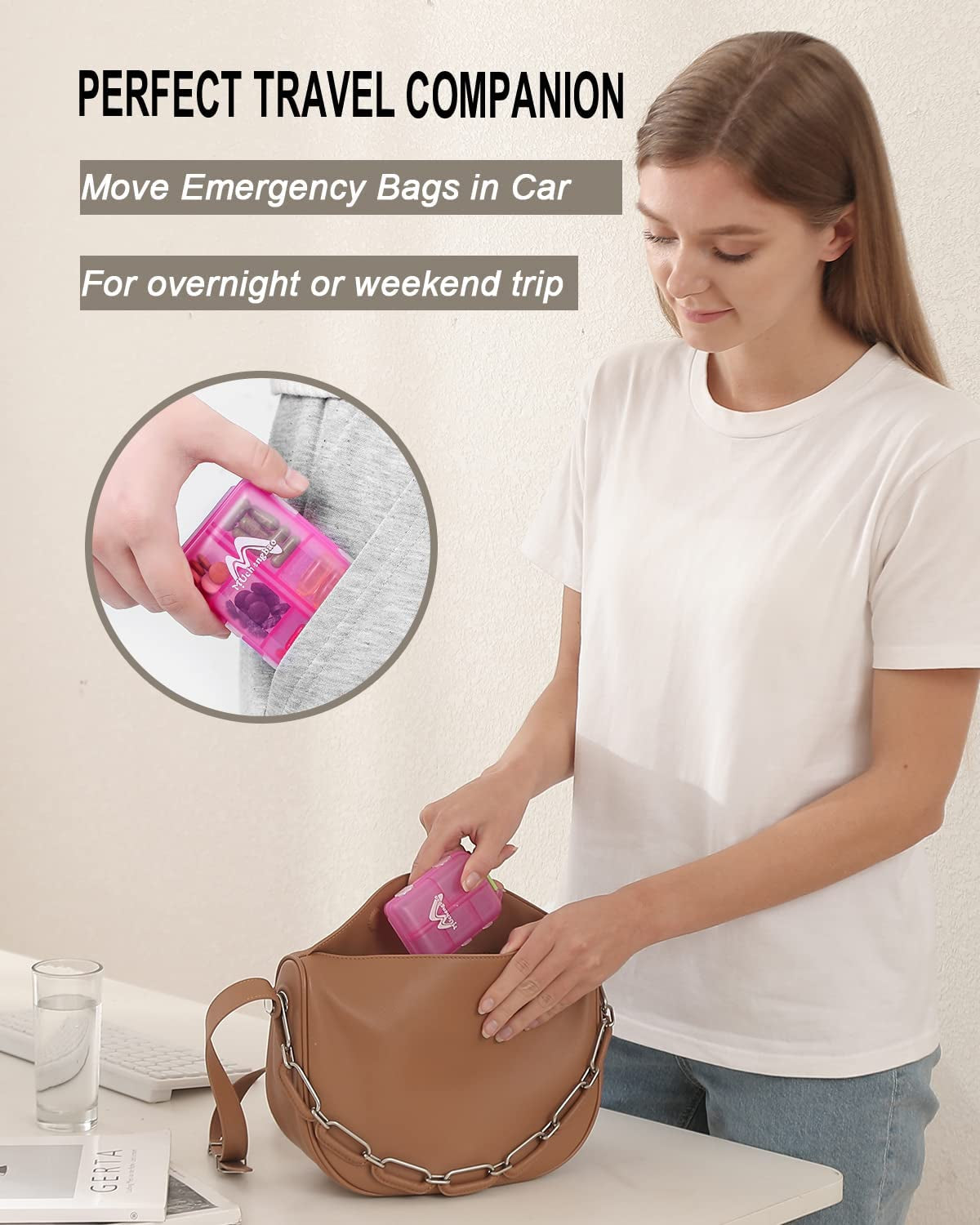 4 Pack Pill Case Portable Small Weekly Travel Pill Organizer Portable Pocket Pill Box Dispenser for Purse Vitamin Fish Oil Compartments Container Medicine Box by