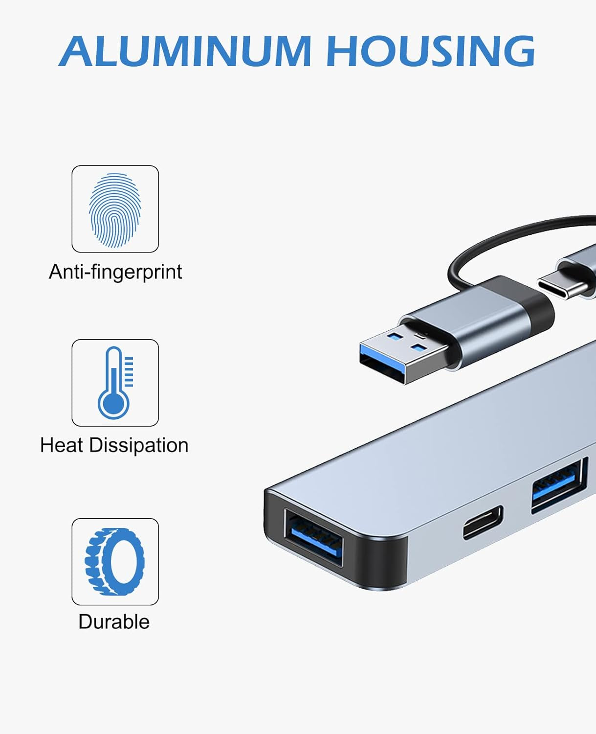 7-in-1 USB-C Hub Multiport Adapter with USB 3.0, USB 2.0, USB-C Charging, and Data Ports
