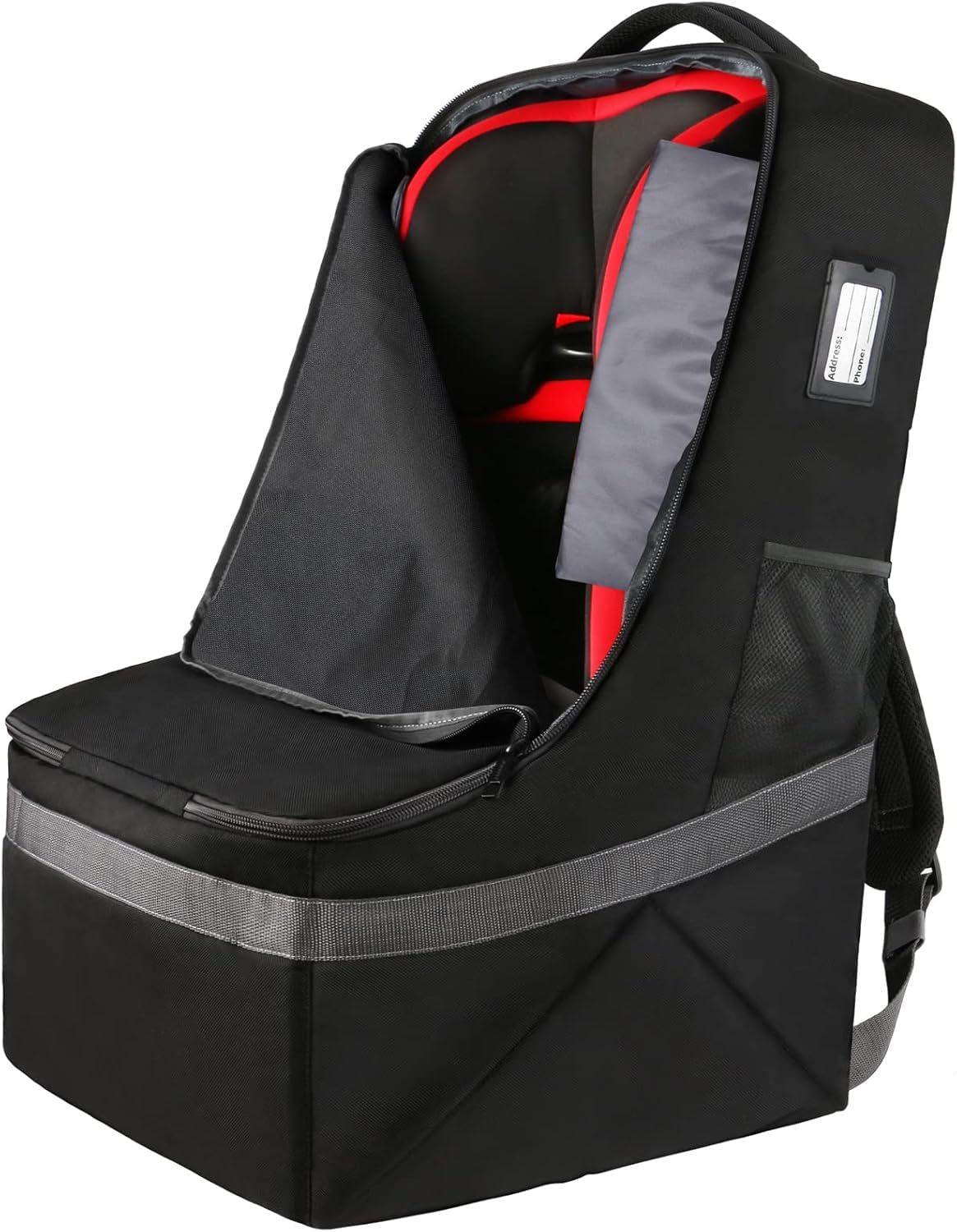 Padded Car Seat Travel Bag with Shoulder Strap - Large Carrier for Airport Gate Check and Infant Seats - Black