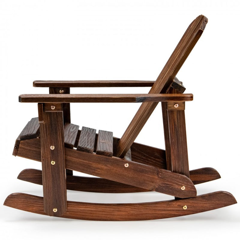 Outdoor Wooden Adirondack Rocking Chair for Children with Slatted Seat Design