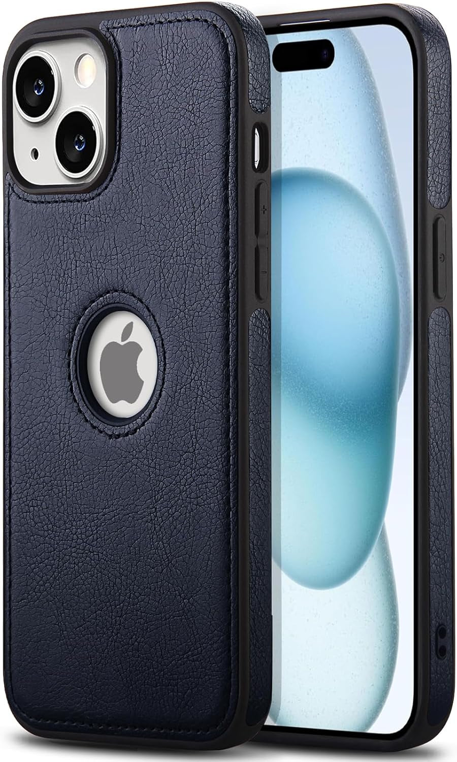 Premium Leather and TPU Hybrid Case Cover for iPhone 15 Pro Max - Brown