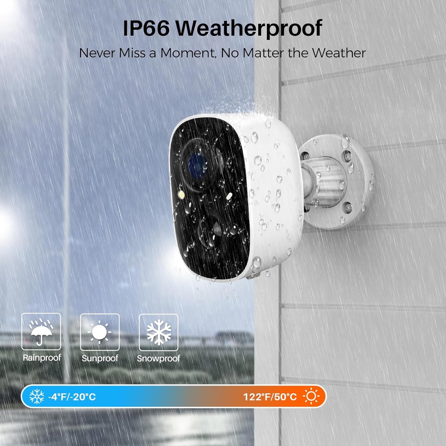 Wireless Outdoor Security Camera System (2-Pack) - Battery-Powered Home Surveillance with AI Motion Detection, Spotlight, Siren Alarm