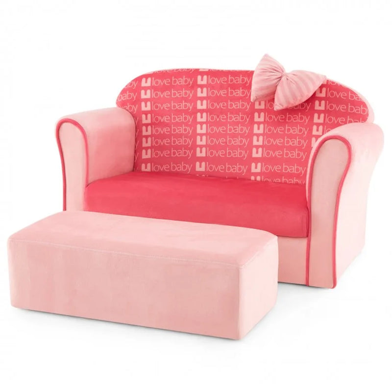 Premium Ultra Soft Velvet Toddler Sofa Chair with Matching Ottoman