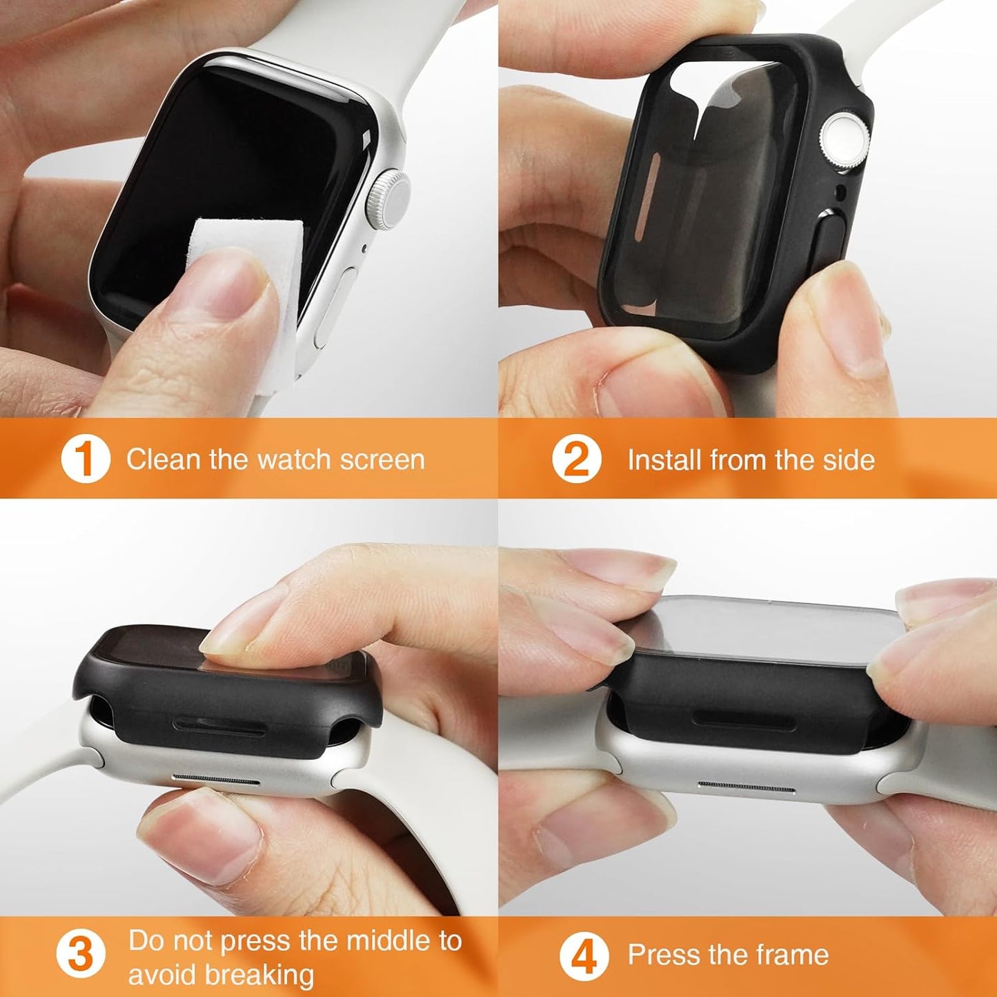 2-Pack Premium Hard PC Case with Tempered Glass Screen Protector for Apple Watch Series 10 (46mm) - Touch Sensitive, HD Ultra-Thin, Full Protective Cover in Black
