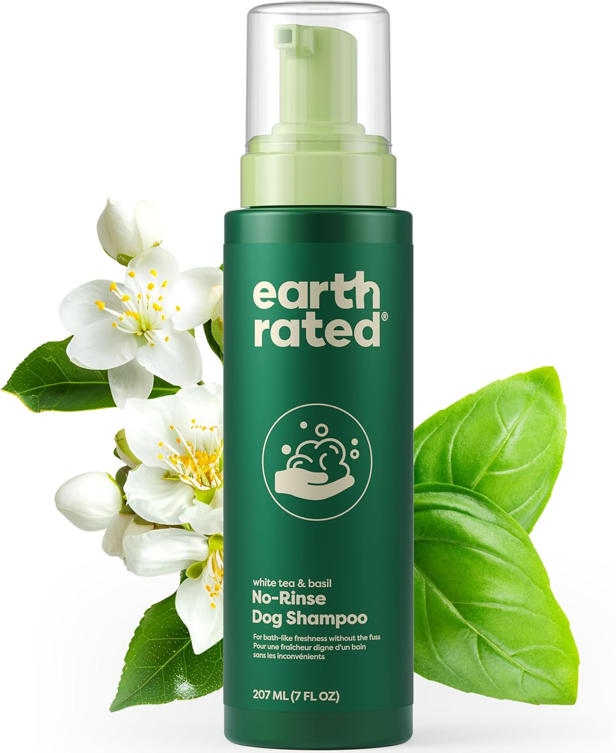 Waterless Dog Shampoo - No-Rinse Formula Cleaning, Conditioning, Detangling, Infused Refreshing White Tea, Basil Scent